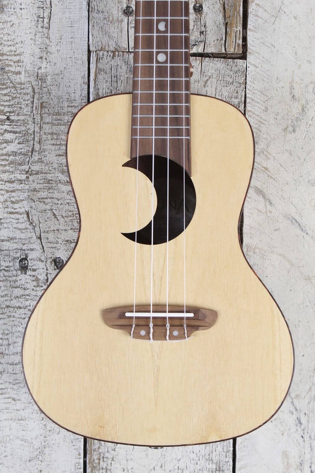 Luna Concert Olive Ash Burl Crescent Ukulele