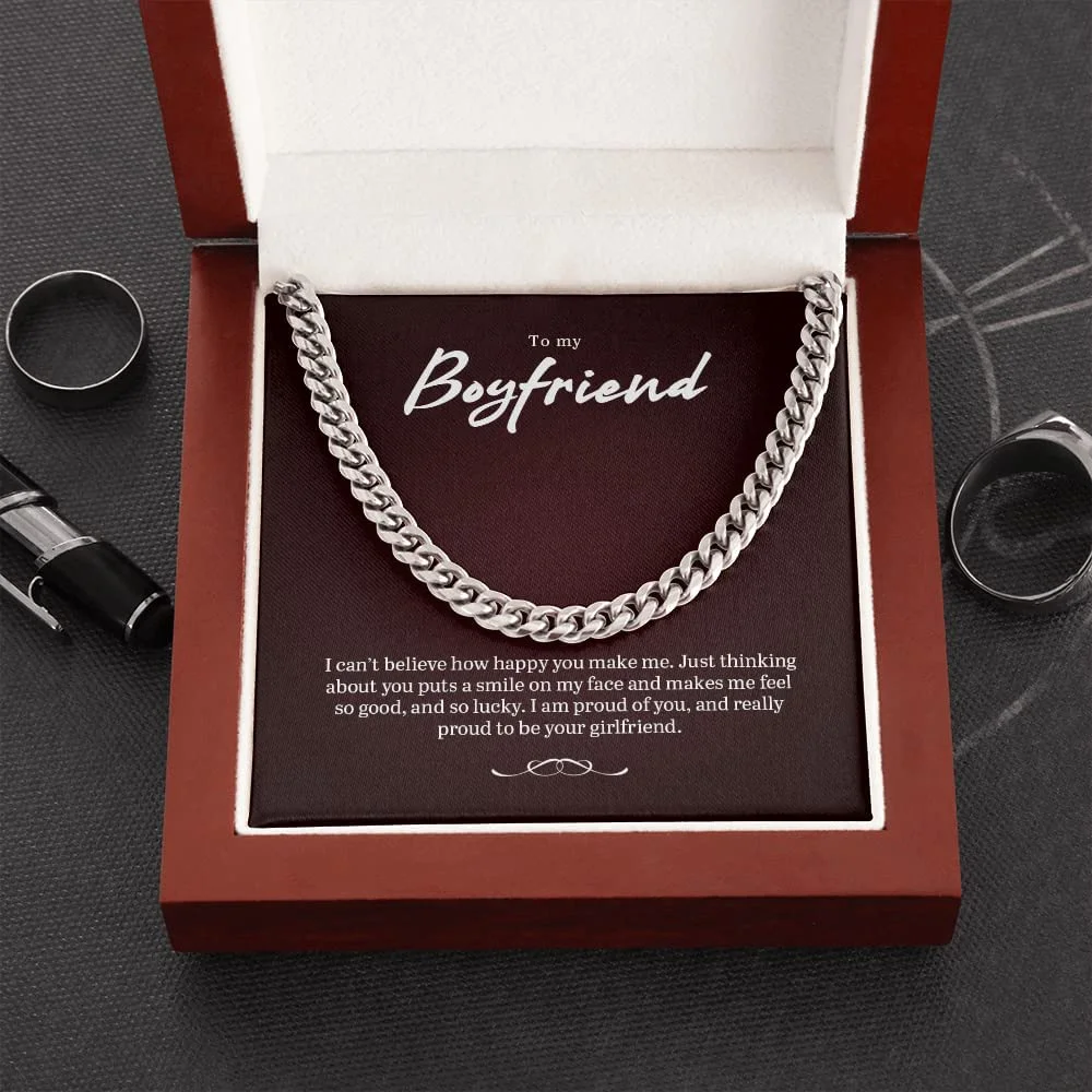 Cuban Link Chain Necklace, To My Boyfriend Necklace for Women, Adults Size