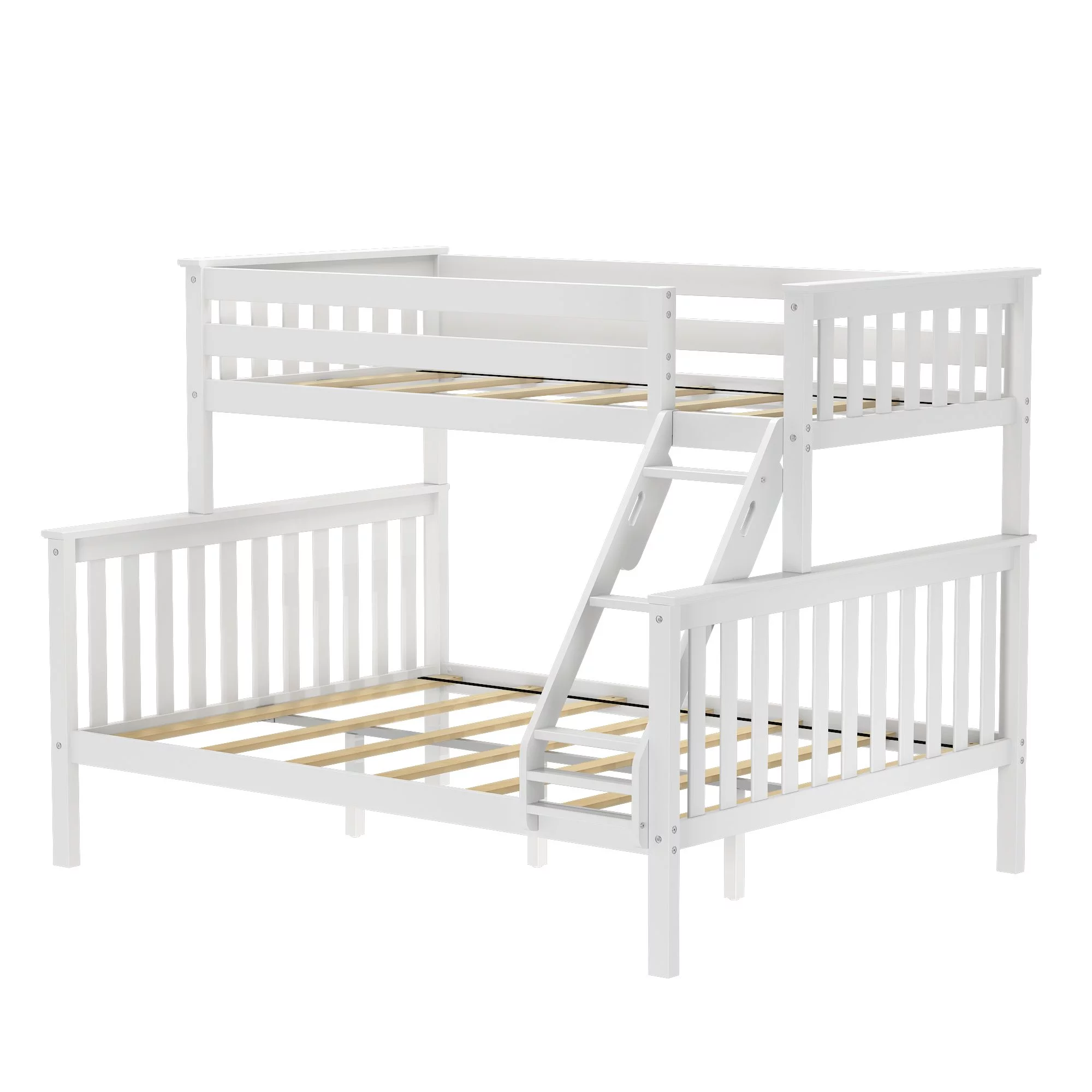 Max & Lily Solid Wood Twin XL over Queen Bunk Bed for Kids, White