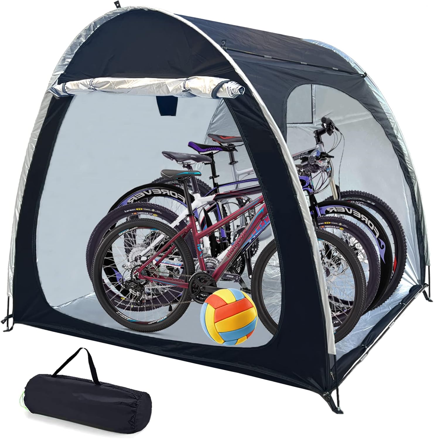 Large Bike Storage Shed Tent,Portable Bike Bicycle Motorcycle Tent Waterproof Garden Storage Cover Heavy Duty Double-Sided Opening Tricycle Motorcycle Storage Tent for Outdoor Camping Hiking (Black)