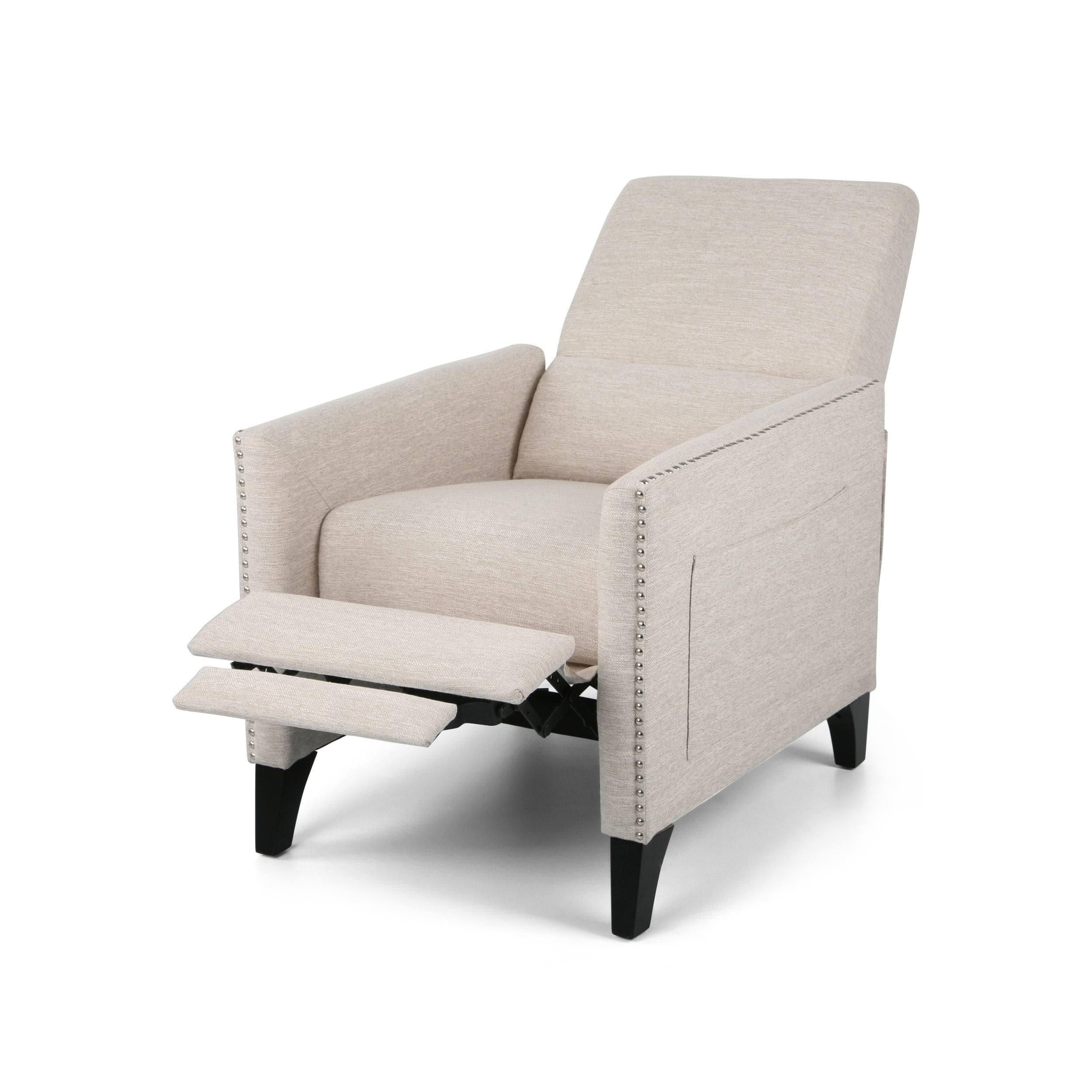 Alscot Contemporary Fabric Push Back Recliner by Christopher Knight Home - Light Blush