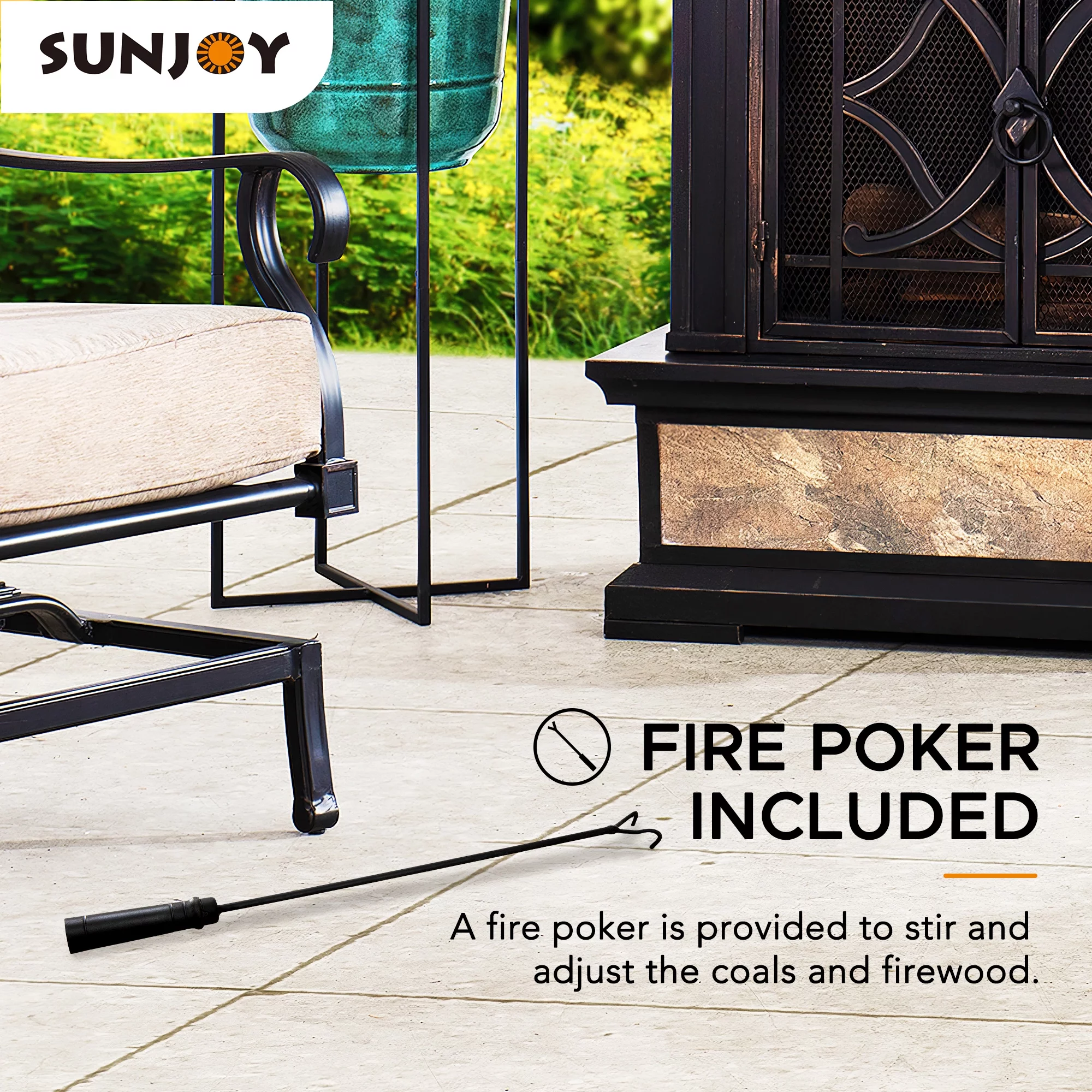 Sunjoy Cole Wood Burning Fireplace - Black