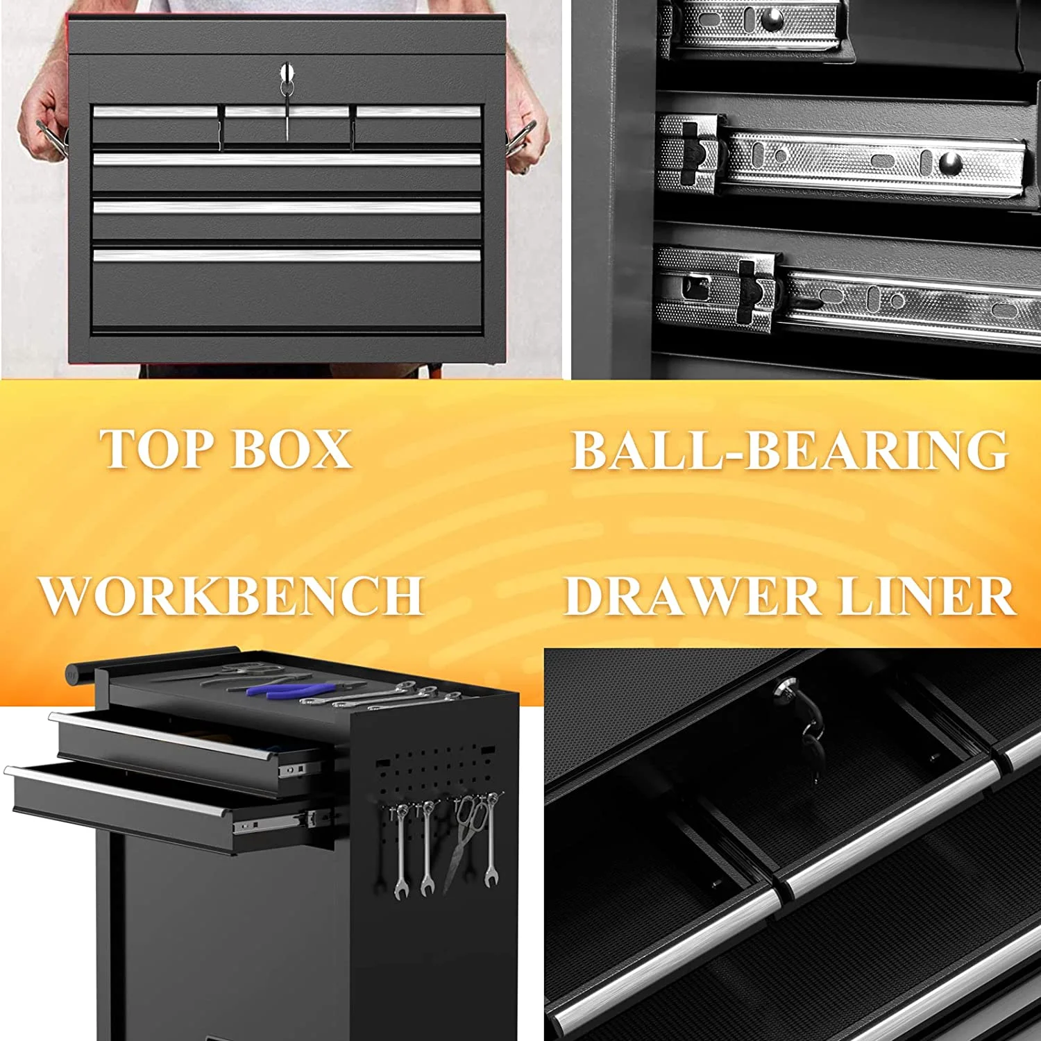 Rolling Tool Chest with Wheels and 8 Drawers, Detachable Large Toolbox Storage Cabinet with Lock,Locking Mechanic Tool Cart for Warehouse, Workshop,Garage,Blue
