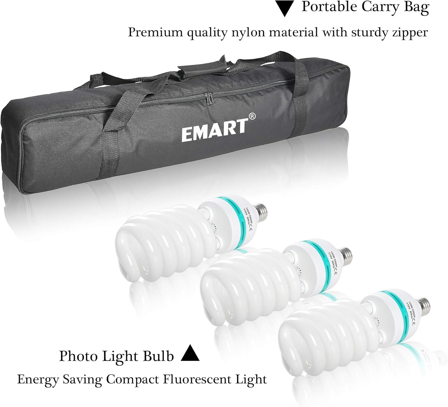 Emart Photography Umbrella Lighting Kit, 1575W 5500K Photo Video Studio Continuous Reflector Lights for Camera Portrait Shooting Daylight (Translucent/White, Black & Silver, Black & Gold)