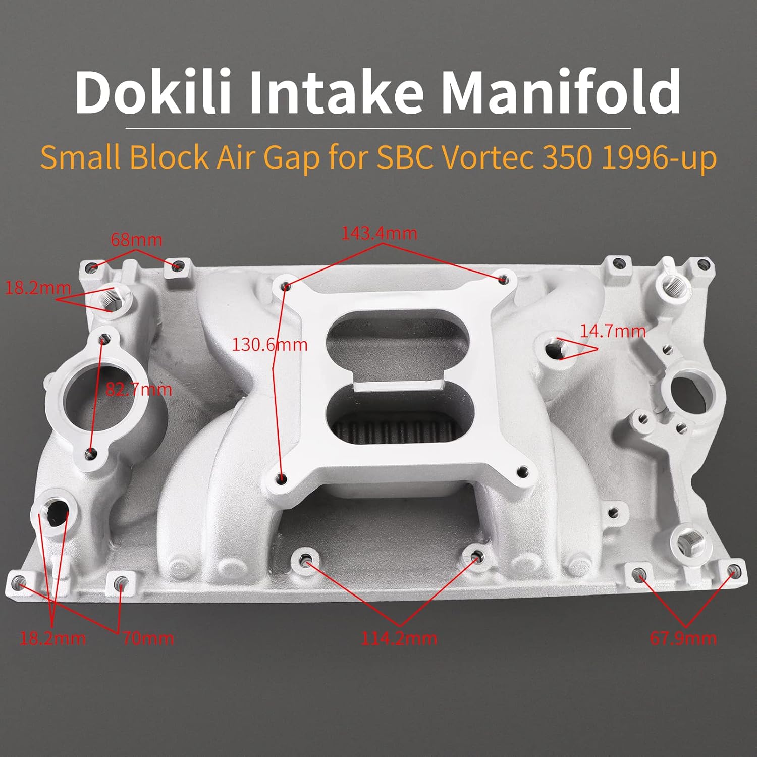 Dokili Aluminum Intake Manifold Small Block Air Gap for SBC Vortec 350 1996-up