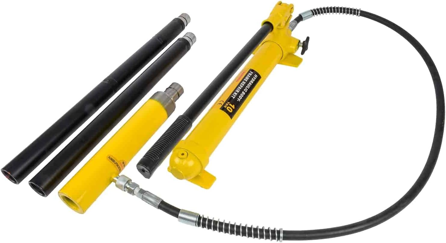 JEGS Porta-Power Ram Jack Kit | 10-Ton Rating |5 1/8 Inch Stroke | 12 11/16 Inch Minimum Height | 17 5/8 Ounce Oil Capacity