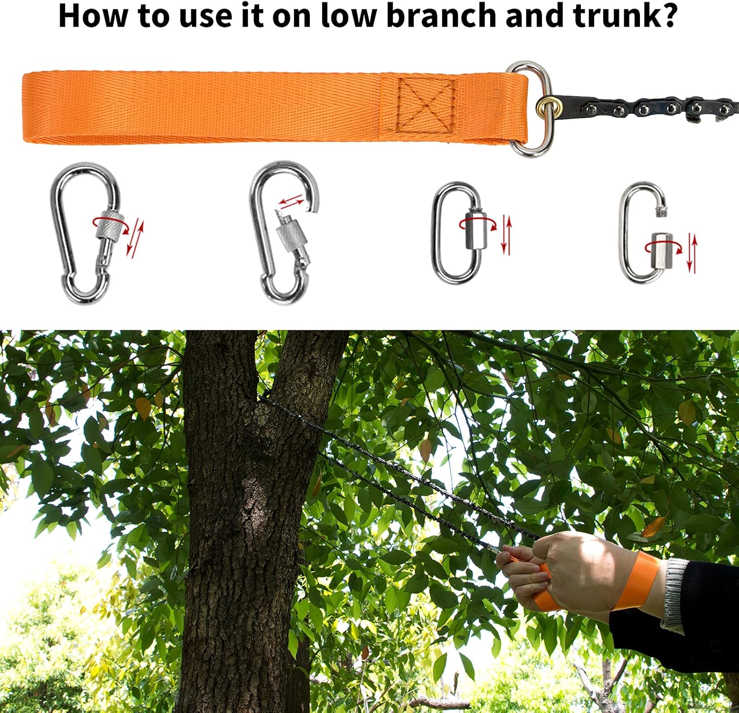 Upgrade 48 Inch High Limb Hand Rope Saw Chain Saw with 44 Feet Rope 62 Bidirectional Sharp Teeth Blades on Both Sides, Folding Pocket Chainsaw for Wood-Cutting, Camping and Field Survival Gear