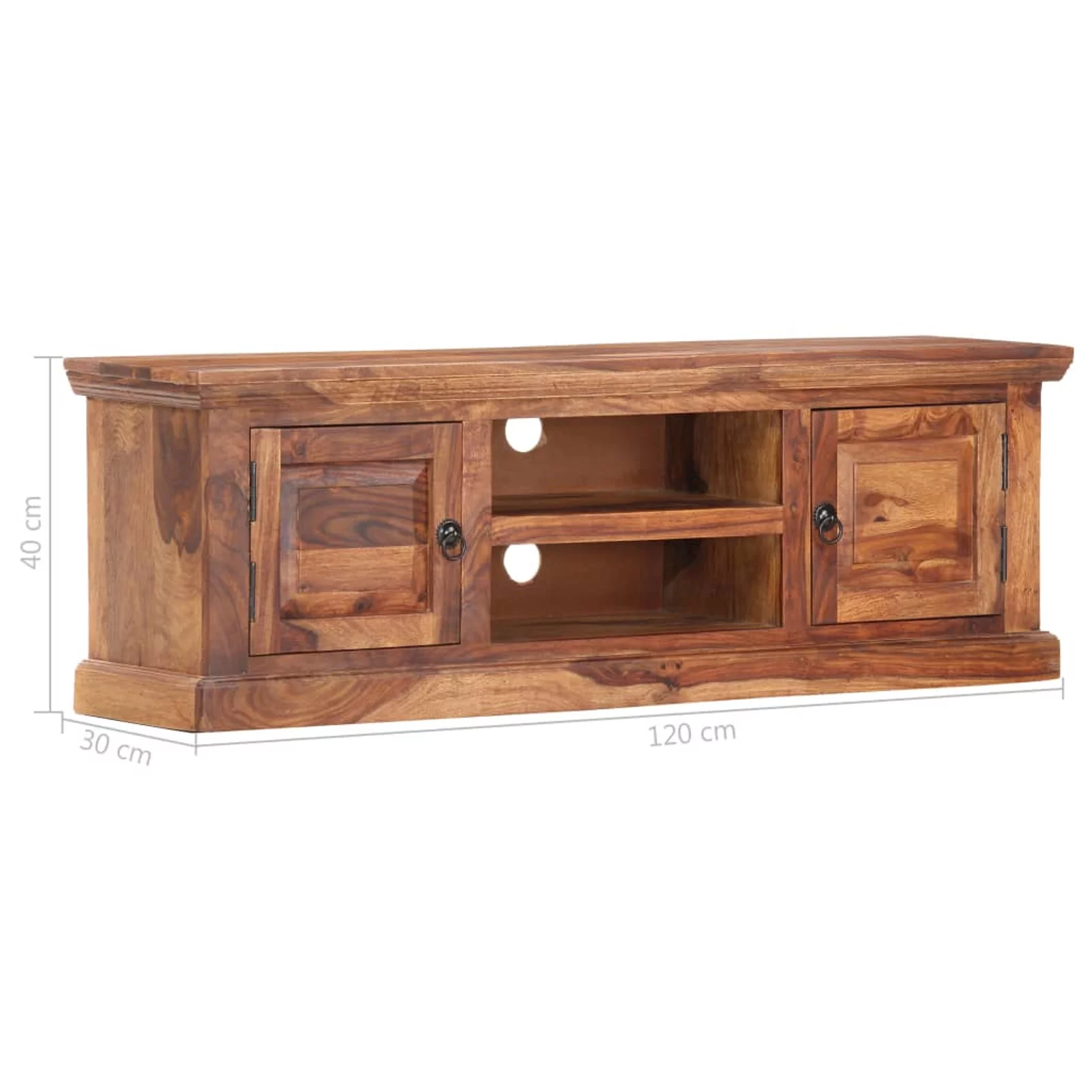 Anself TV Cabinet with 2 Storage Compartments and 2 Doors Sheesham Wood Television Stand Sofa End Table for Living Room Home Furniture 47.2 x 11.8 x 15.7 Inches (L x W x H)