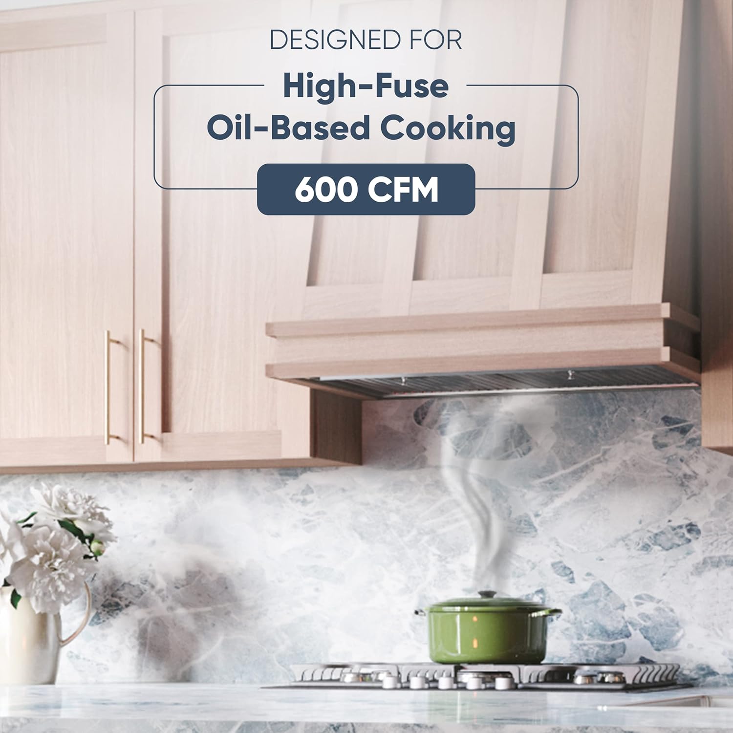 Zephyr 36 inch Essentials Power Monsoon I Ducted/Ductless Built In/Insert Range Hood - 600 CFM Powerful Kitchen Cabinet Vent Hood - Airflow Control and Stainless Steel Filter, LED Lights AK9234BS
