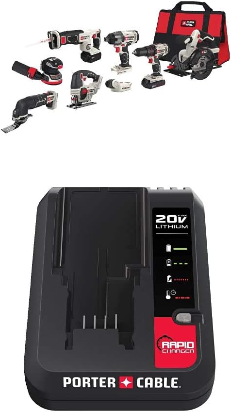 PORTER-CABLE 20V MAX* Cordless Drill Combo Kit, 8-Tool (PCCK6118)