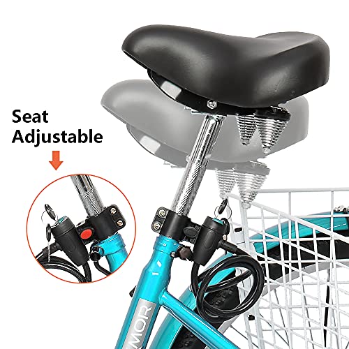 PEXMOR Adult Tricycle 7 Speed, 24/26 Inch 3 Wheel Bikes Tricycle for Adults, Adult Trike for Women/Men/Seniors, Three Wheel Cruiser Bike w/Folding Front & Rear Basket for Shopping/Recreation/Picnic