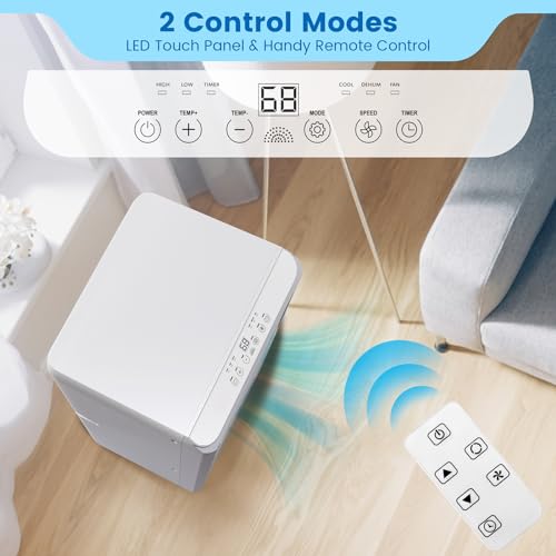 Acekool 8000 BTU Portable Air Conditioners, Portable AC with Remote Control for Room up to 350 Sq.Ft, 3-in-1 Functions/Digital Display/24 Hrs Timer/Caster Wheels for Home/Office/Dorms