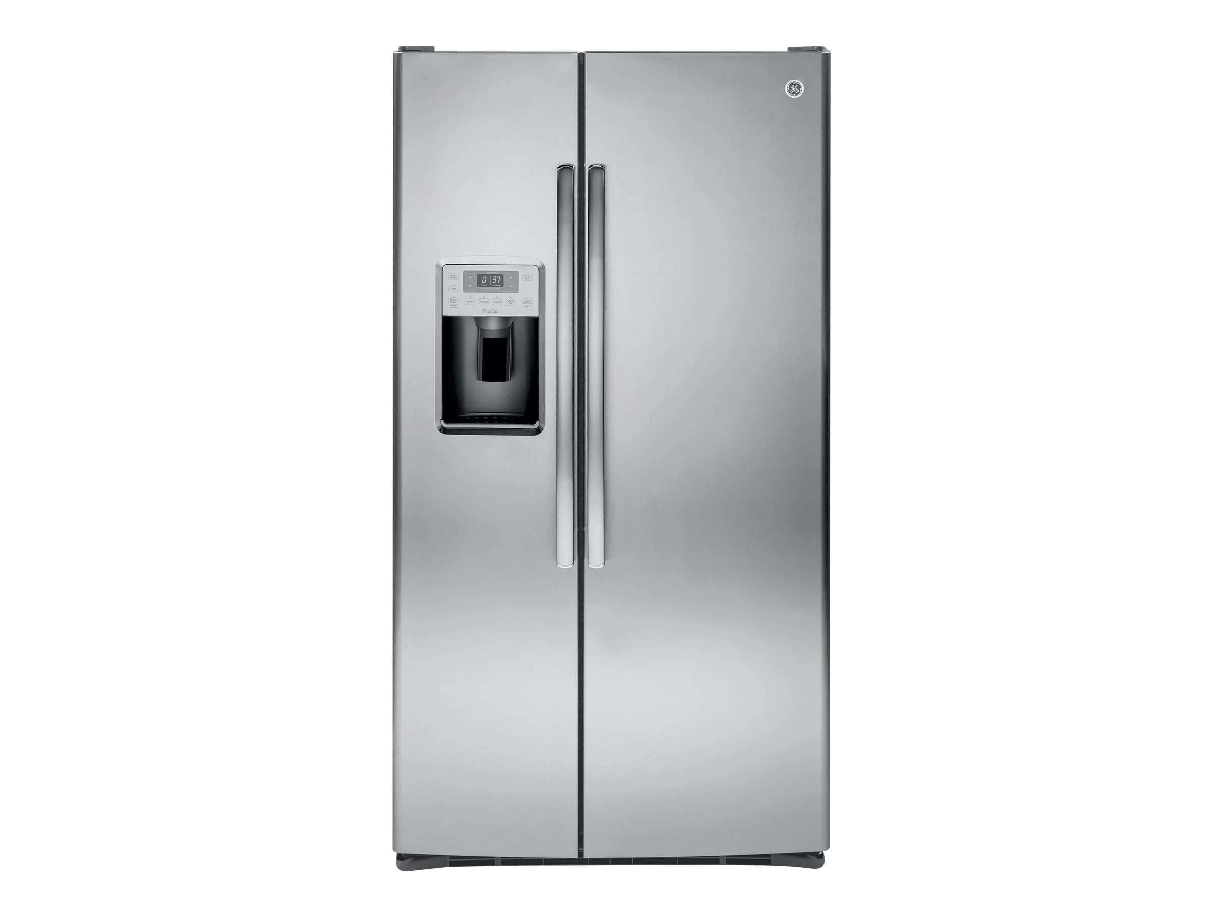 "GE Profile PSS28KSHSS - Refrigerator/freezer - side-by-side with water dispenser, ice dispenser - width: 35.7 in - depth: 36 in - height: 69.3 in - 28.4 cu. ft - stainless steel/dark gray"