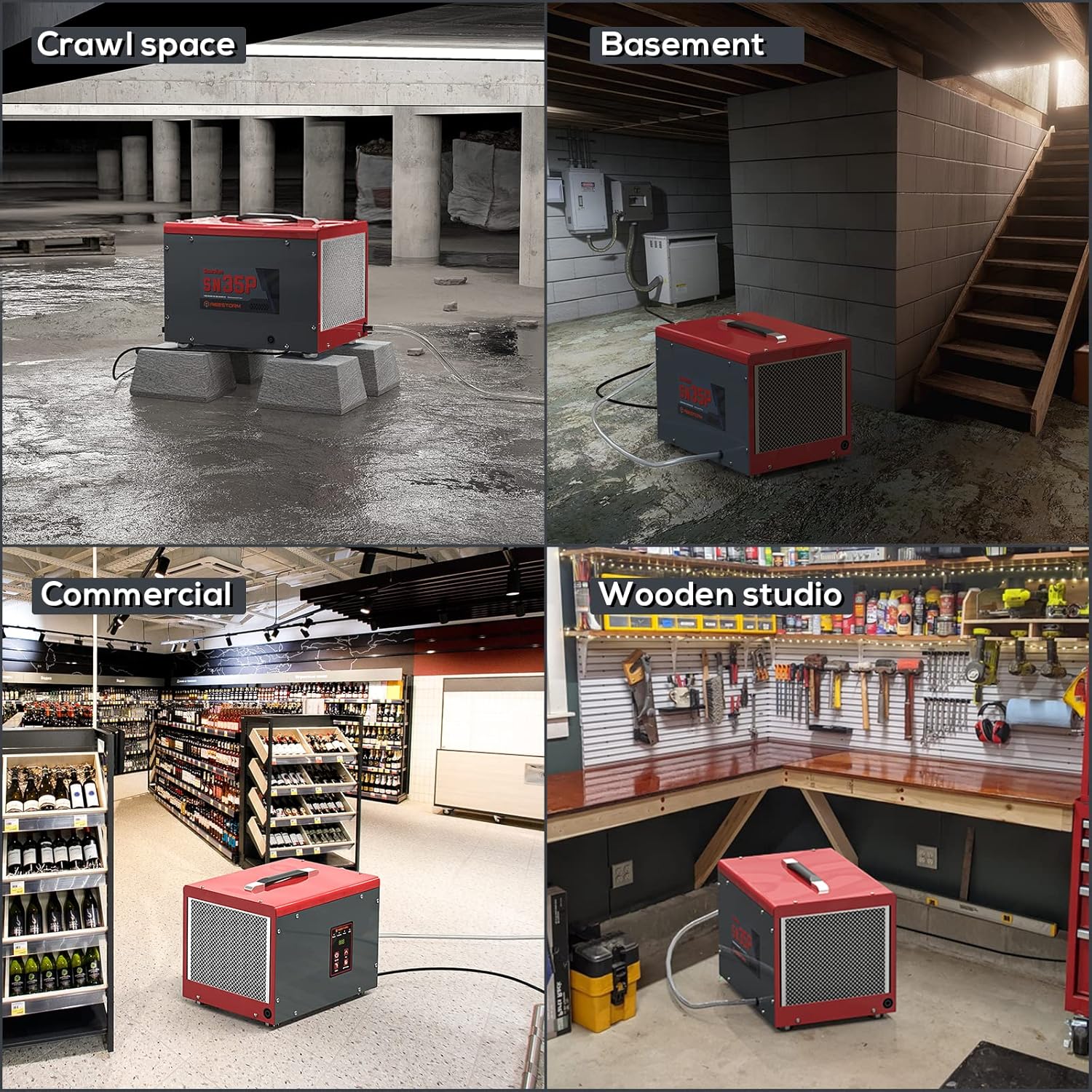 Abestorm Crawl Space Dehumidifiers with Pump and Hose, 70 PPD Energy Star Compact Portable Commercial Dehumidifier Up to 1,000 sq. ft. Auto Defrost, Memory Starting Crawlspace dehumidifiers