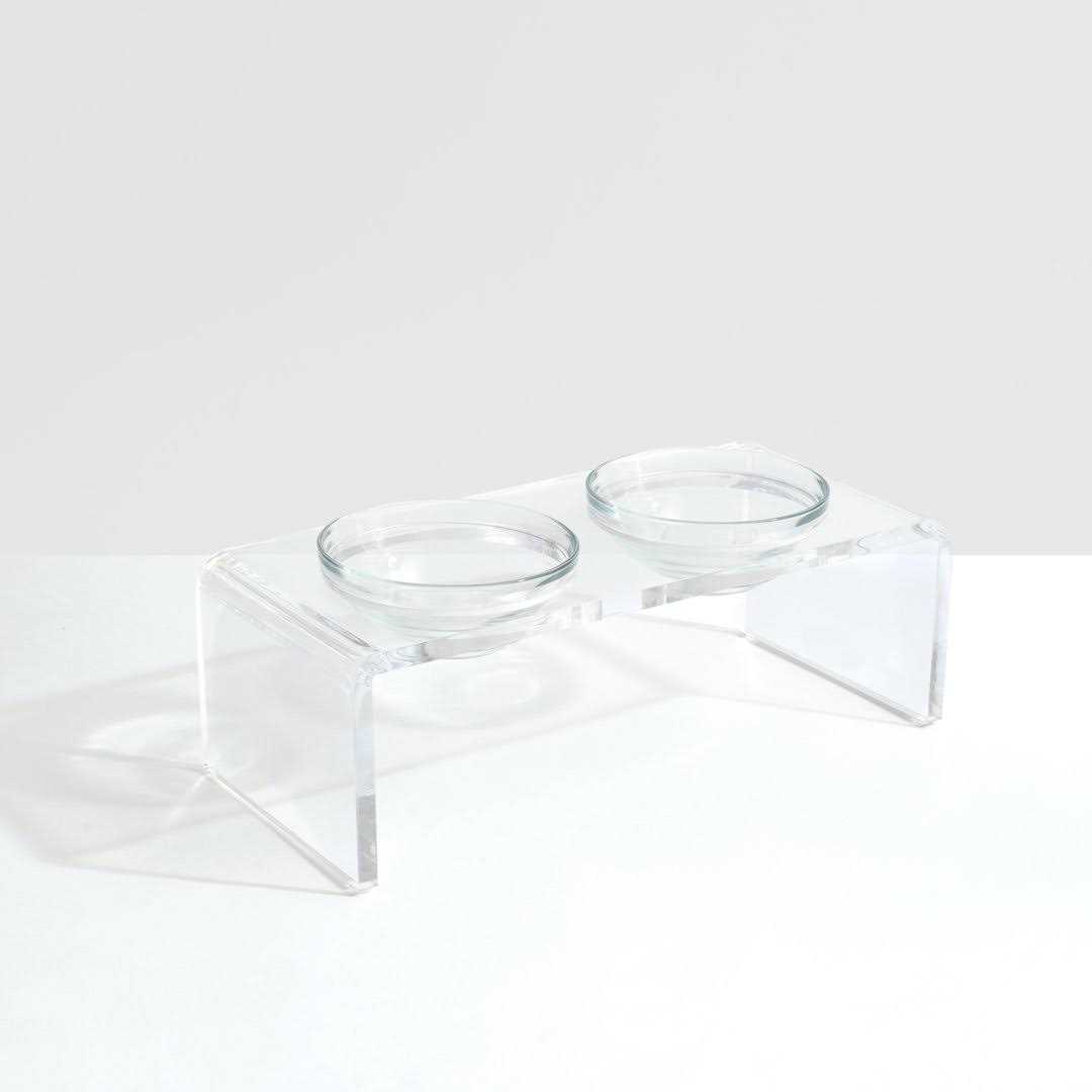 Glass Bowl Clear Elevated Feeder Hiddin - Pet Supplies online store