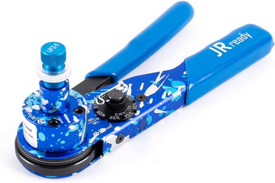 JRready ACT-M201 8 indent crimping tool design according M22520 1 01 for heavy duty circular rectangular electrical connector 38999 26482 etc. wire 12-26 awg 12 16 20 solid barrel contact