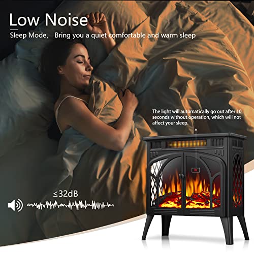 Antarctic Star Electric Fireplace Stove Heater, 3D Infrared Fireplace, 5100BTU MAX 1500W, All-Metal Design, Adjustable Brightness, Portable, Overheating Protection,Remote,Timer,ETL Certified