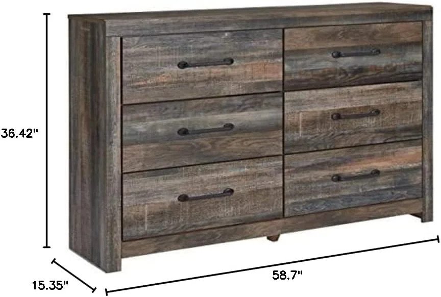 Ashley Furniture Drystan 6 Drawer Dresser in Burnt Orange and Teal