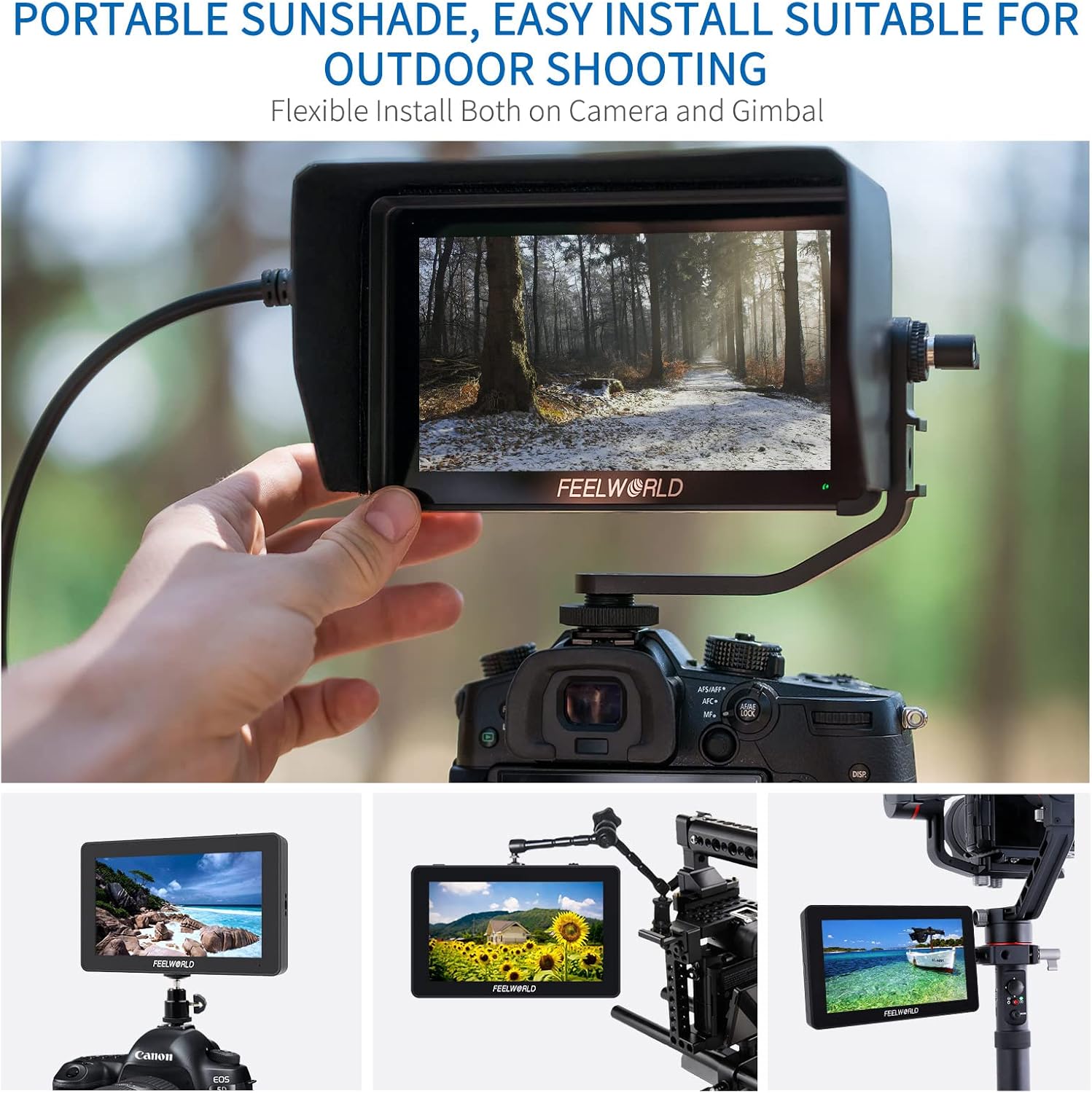 FEELWORLD F6 Plus 5.5 Inch Camera Monitor Field DSLR Monitors with 3D Lut HDR Small Full HD 1920x1080 IPS Support 4K HDMI Input Output Touch Screen for Photographer and Director External Video Monitor