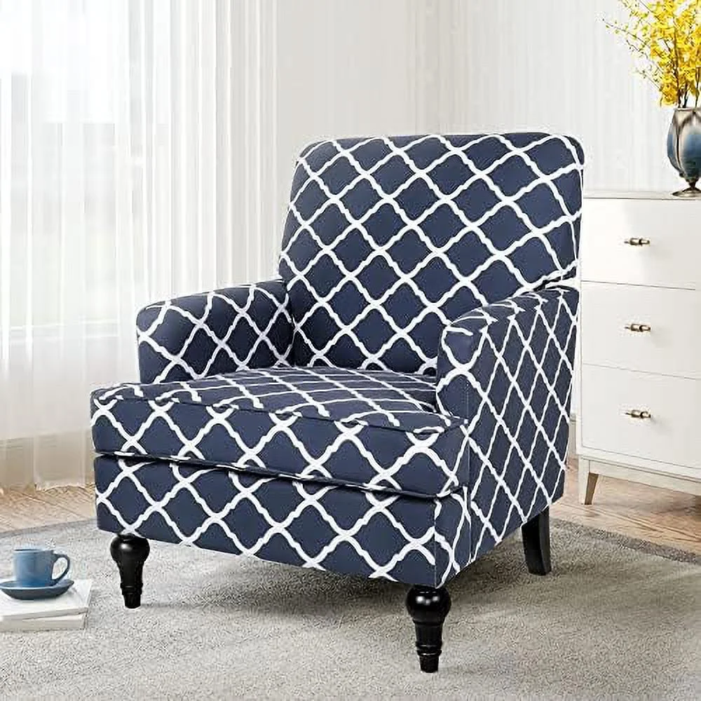 HOOMZNB Accent Chair  Mid-Century Modern Armchair Upholstered Corner Single Sofa Chair  Wingback Comfy Reading Chair with Nailhead Trim for Home Living Room Bedroom (Yellow Flower)