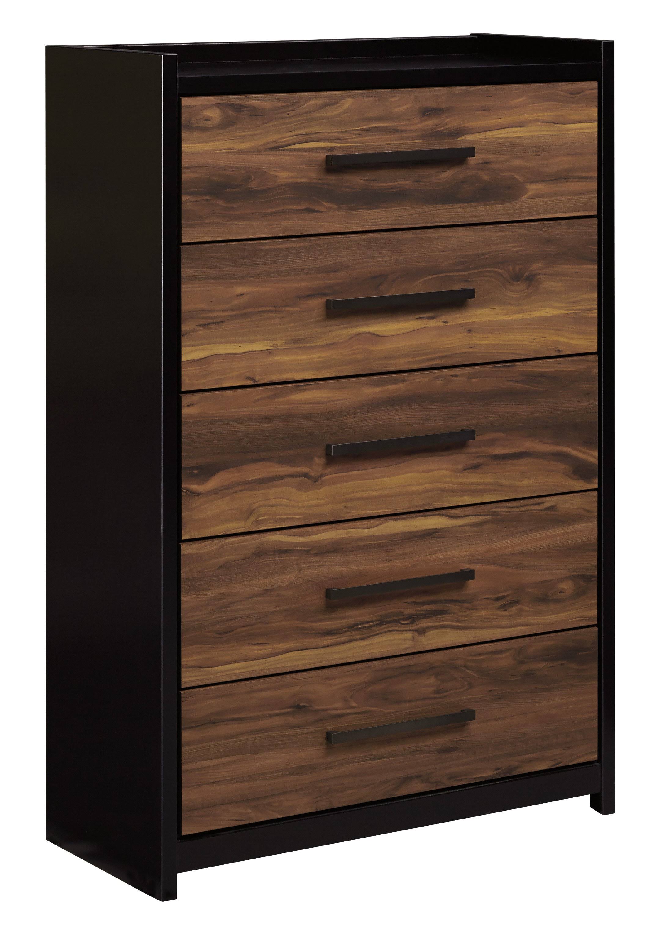 Signature Design by Ashley Stavani Black/Brown Five Drawer Chest