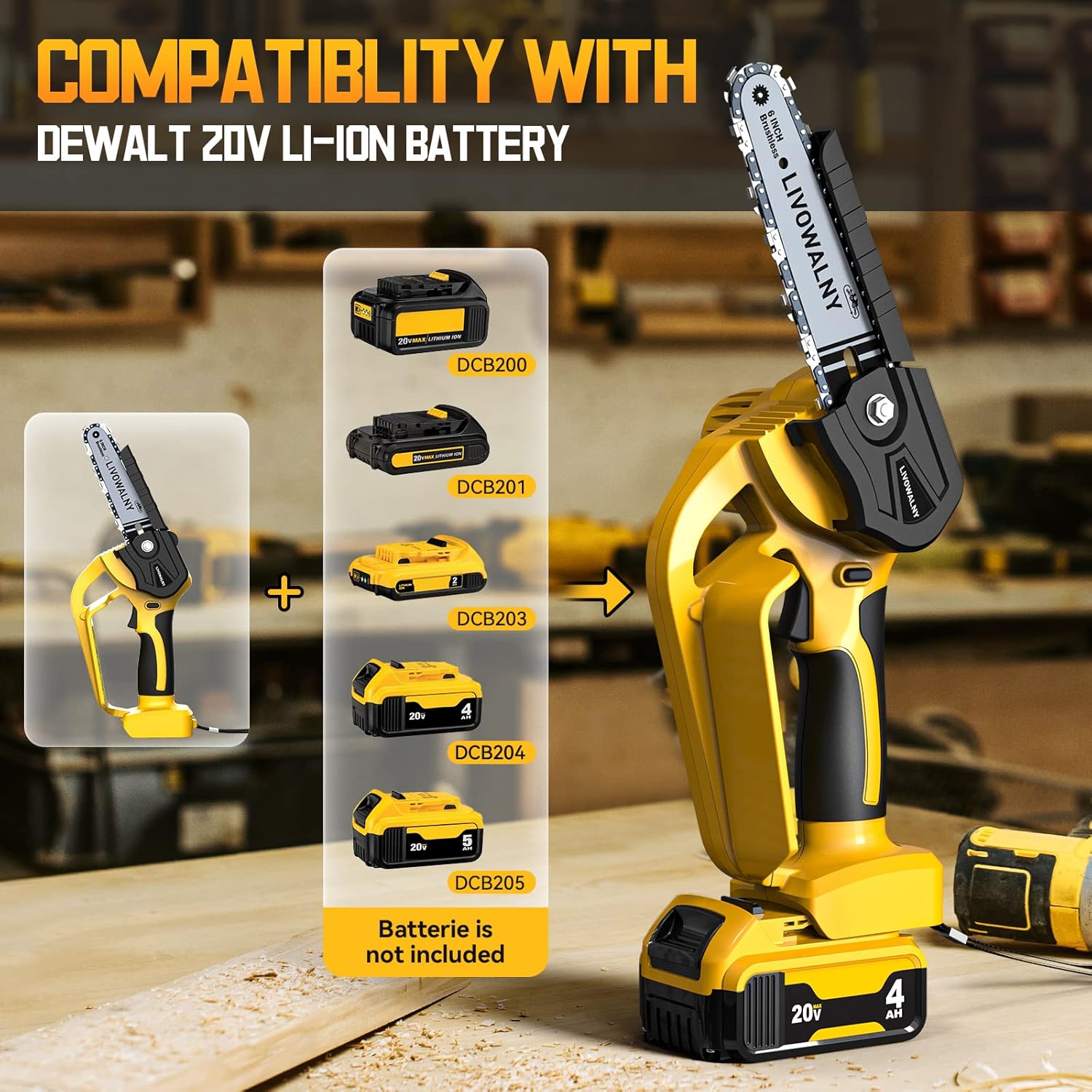 Cordless Mini Chainsaw for Dewalt 20V Battery Cordless Vacuum Cleaner for DeWALT 20v/18v Battery