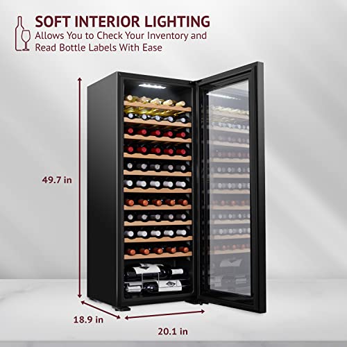 Schmecke 55 Bottle Compressor Wine Cooler Refrigerator | Large Freestanding Wine Cellar | 41f-64f Digital Temperature Control Wine Fridge For Red, White, Champagne or Sparkling Wine