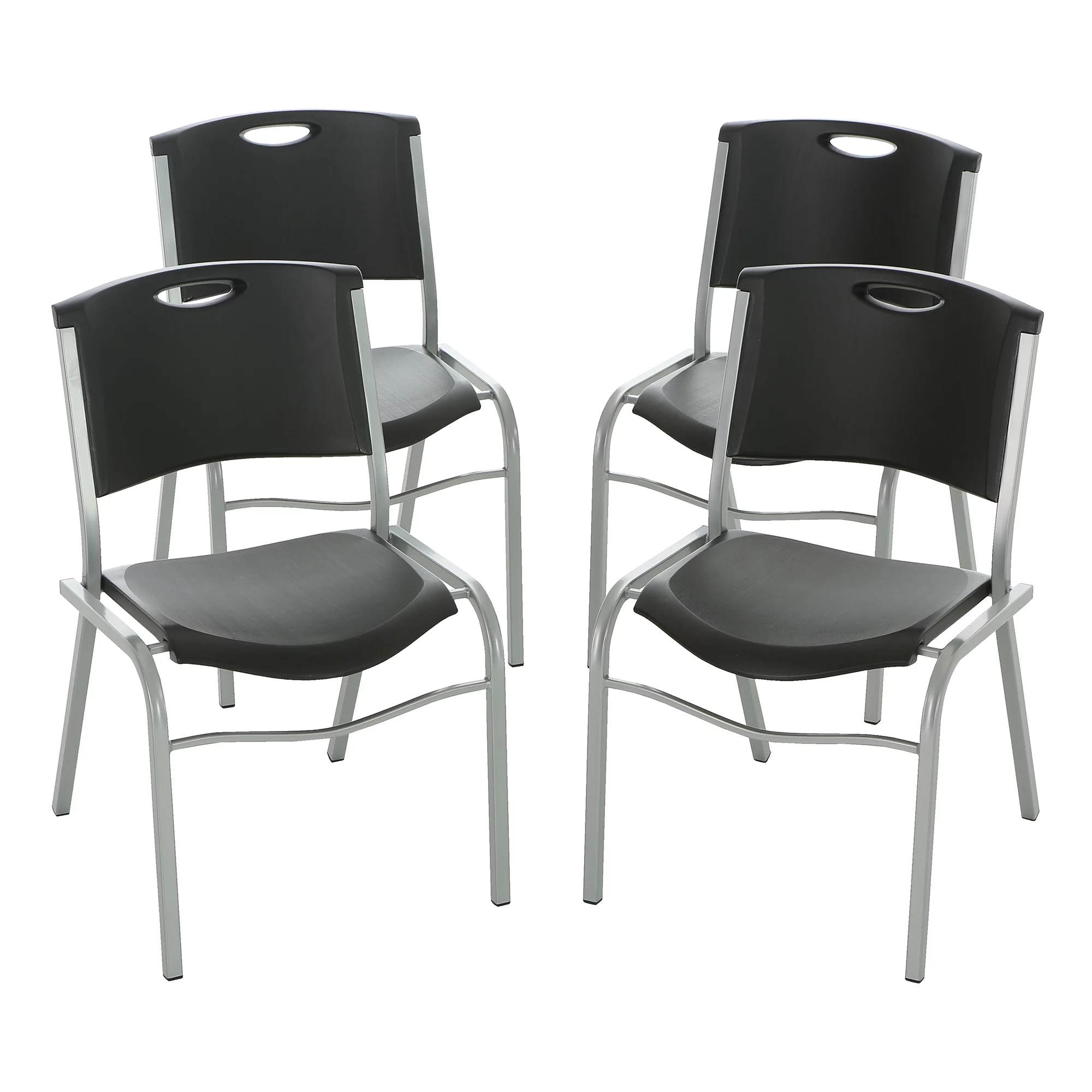 Lifetime Plastic Stacking Chair (4 Pack), Black
