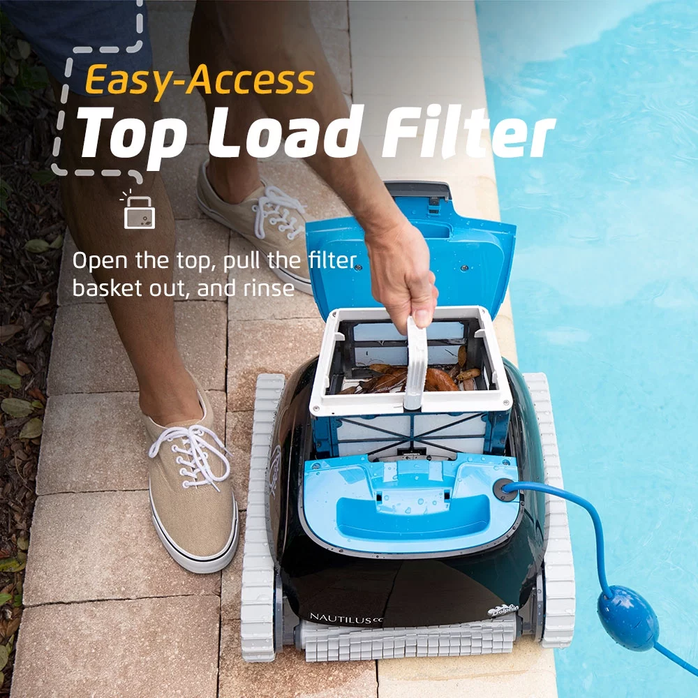 Dolphin Nautilus CC Robotic Pool Vacuum Cleaner with Ultra-Fine Filters — Captures Even the Smallest Debris — Ideal for Above/In-Ground Pools up to 33 FT in Length