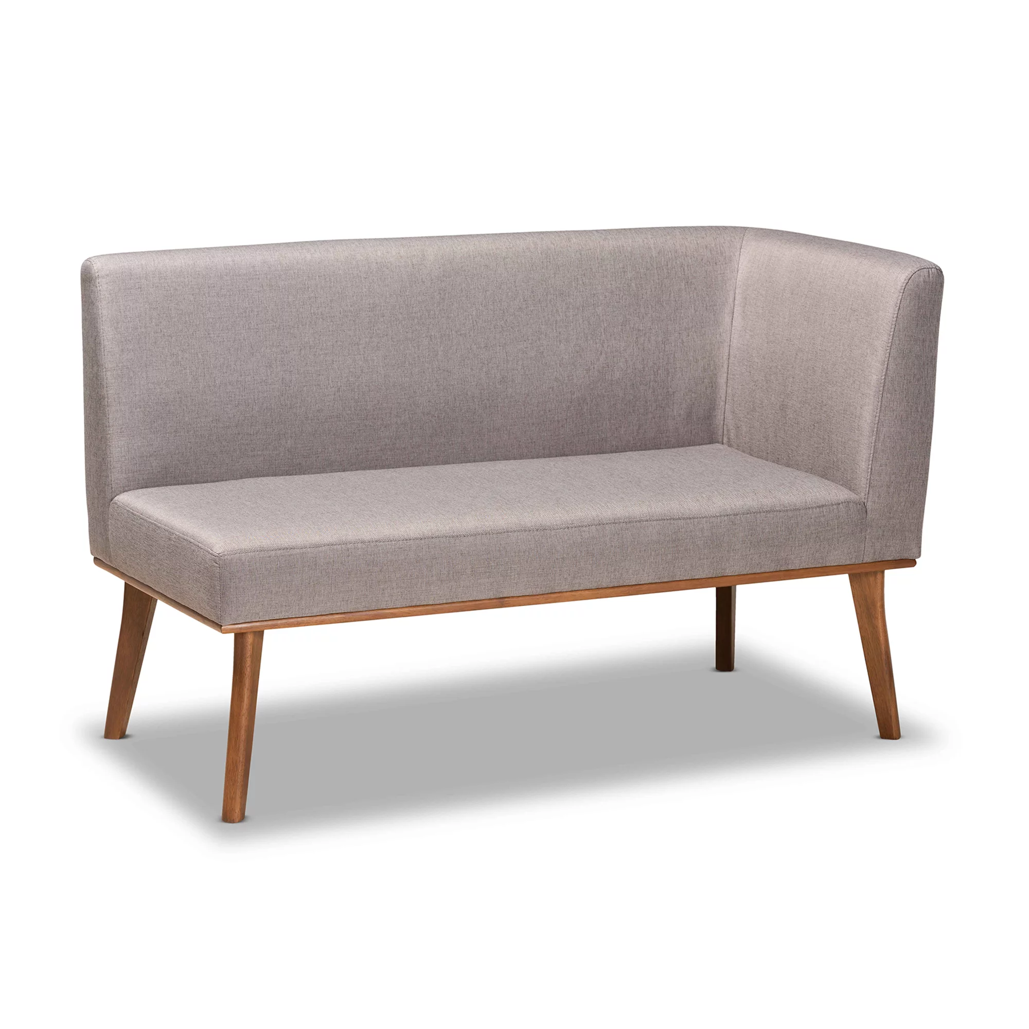 Baxton Studio Odessa Mid-Century Modern Grey Fabric Upholstered and Walnut Brown Finished Wood 4-Piece Dining Nook Set