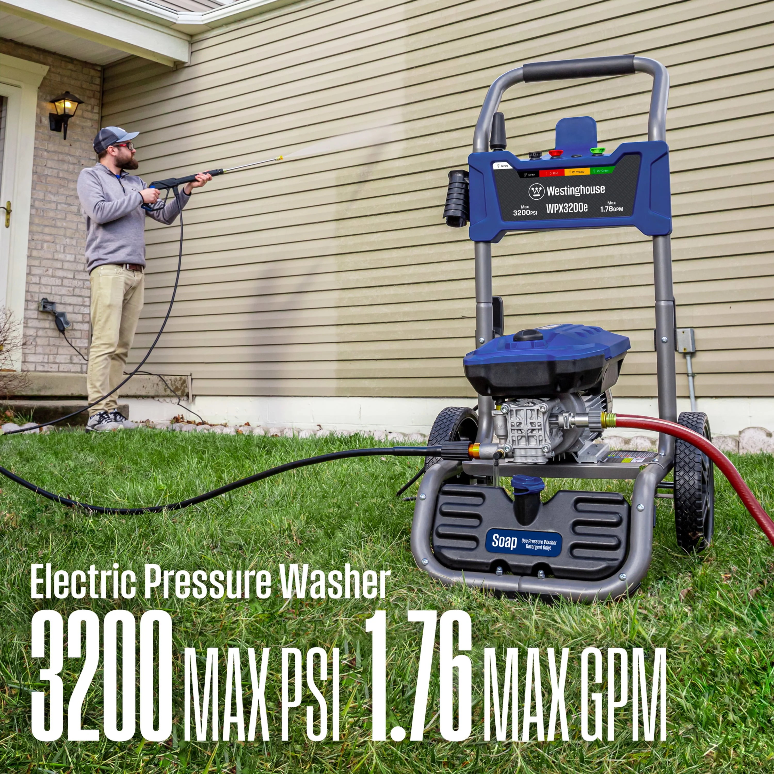 Westinghouse 2300 Max PSI Electric Pressure Washer, 1.76-GPM, Soap Tank, 5 Nozzles