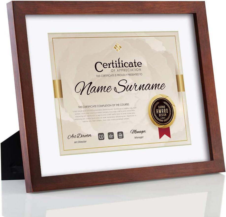 RPJC Document Frame Certificate Frames Made of Solid Wood High Definition Glass and Display Diplomas 8.5x11 Inch Standard Paper Frame with Stand Black