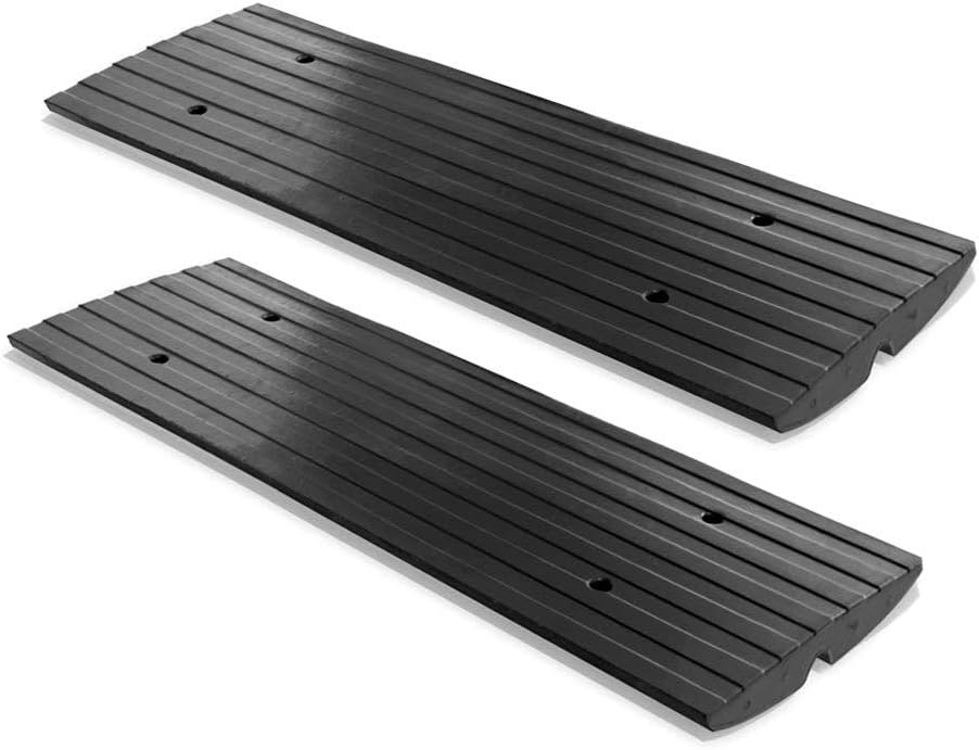 Car Driveway Curb Ramp - Heavy Duty Rubber Threshold Ramp - Also for Loading Dock, Garage, Sidewalk, Truck, Scooter, Bike, Motorcycle, Wheelchair Mobility & Other Vehicle - Pyle PCRBDR24