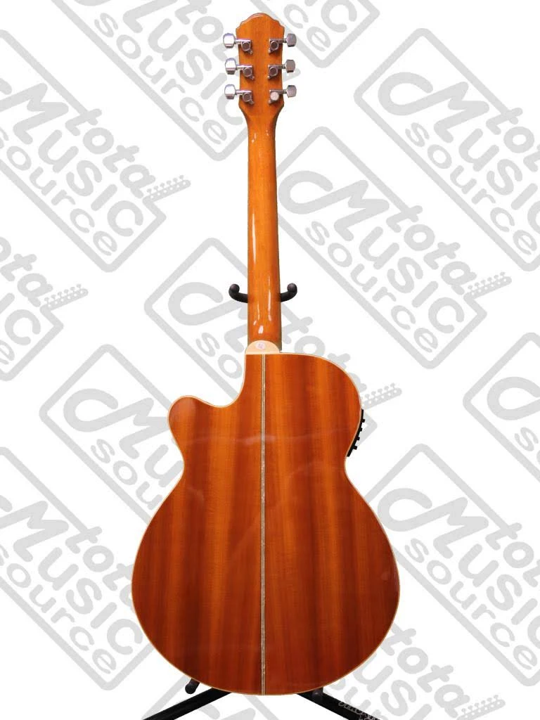 Oscar Schmidt Og10ce Concert-Size Cutaway Acoustic-Electric Guitar - Flame Yellow Sunburst
