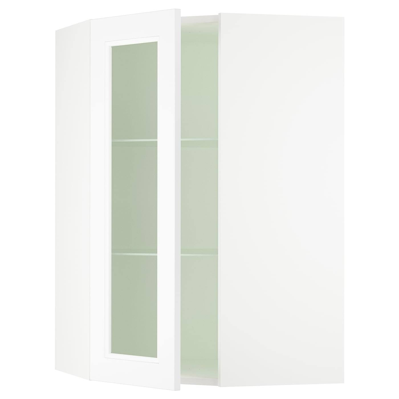IKEA - SEKTION Corner Wall Cabinet with Glass DOOR, white/Axstad Matt White, 26x15x40 79288881