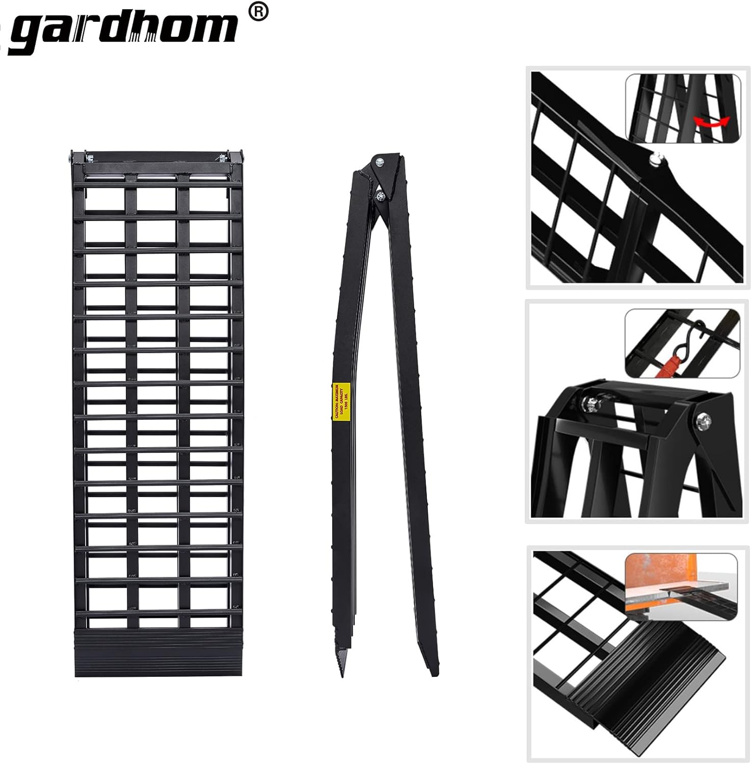 ATV Folding Ramps, gardhom 108*17.7" 1500 lbs Capacity Portable Aluminum Loading Ramps for Trucks 1Piece