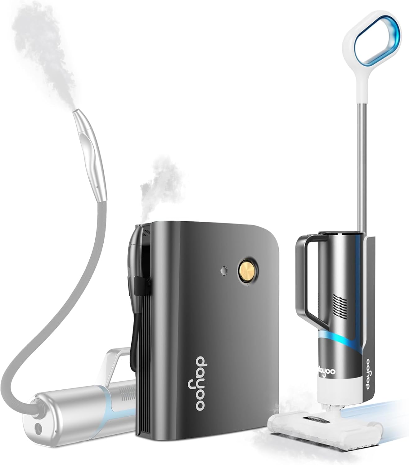 DAYOO Cordless Steam Mop - Multifunctional Steam Cleaner, 19 in 1 Steamer, Whole House Steamer with Food Grade Nozzle for Babies and Pets, 30s Fast Heats Up Powerful Floor Steamer for Home Use.