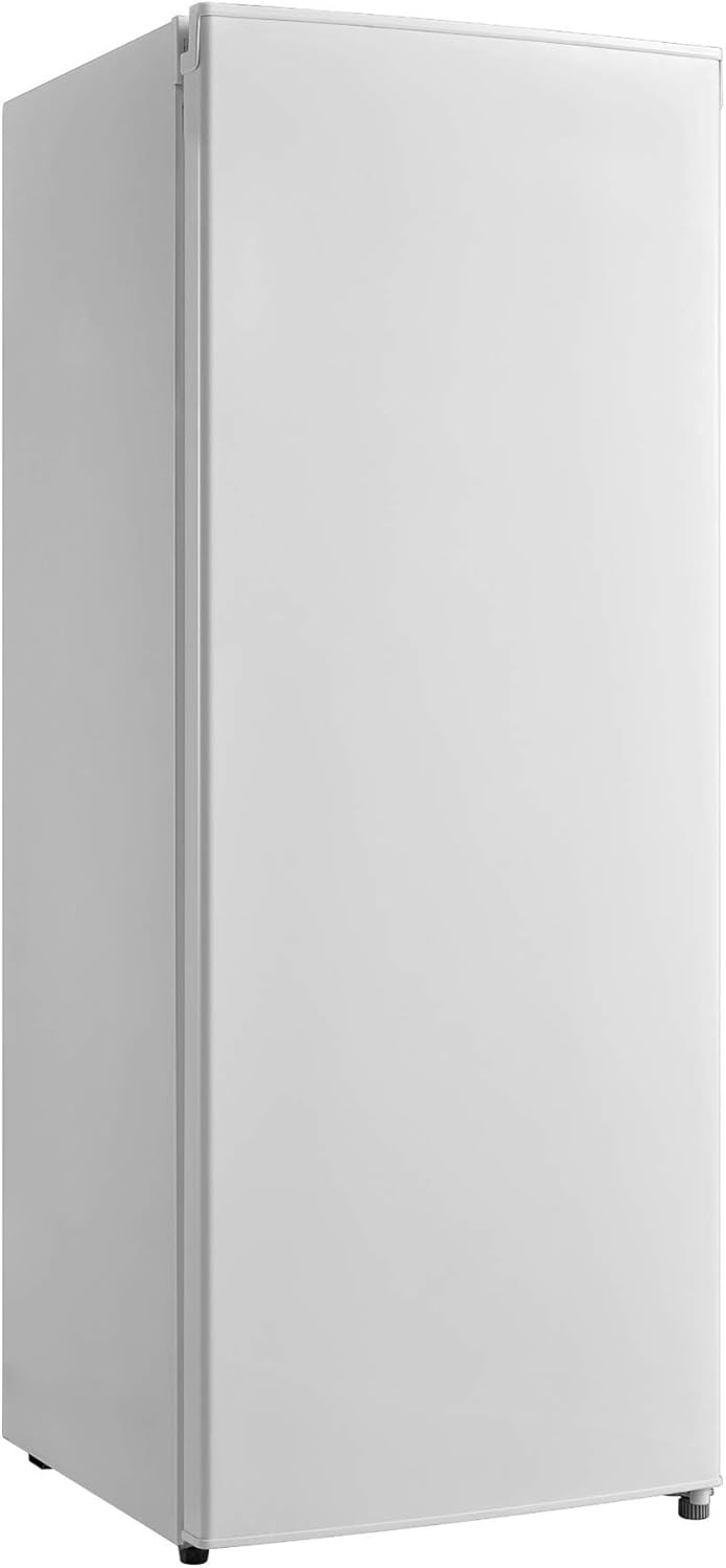 Koolatron Compact Upright Freezer, 5.3 cu ft (150L), White, Manual Defrost Design, Space-Saving Flat Back, Reversible Door, for Home, Apartment, Condo, Cottage