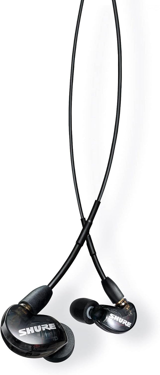 Shure SE215 PRO Wired Earbuds - Professional Sound Isolating Earphones, Clear Sound & Deep Bass, Single Dynamic MicroDriver, Secure Fit in Ear Monitor, Plus Carrying Case & Fit Kit - Black (SE215-K)