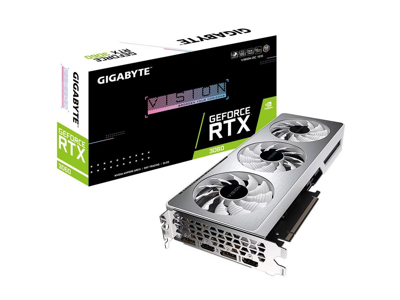 GIGABYTE Vision OC GeForce RTX 3060 12GB GDDR6 PCI Express 4.0 ATX Video Card GV-N3060VISION OC-12GD (rev. 2.0) (LHR)
