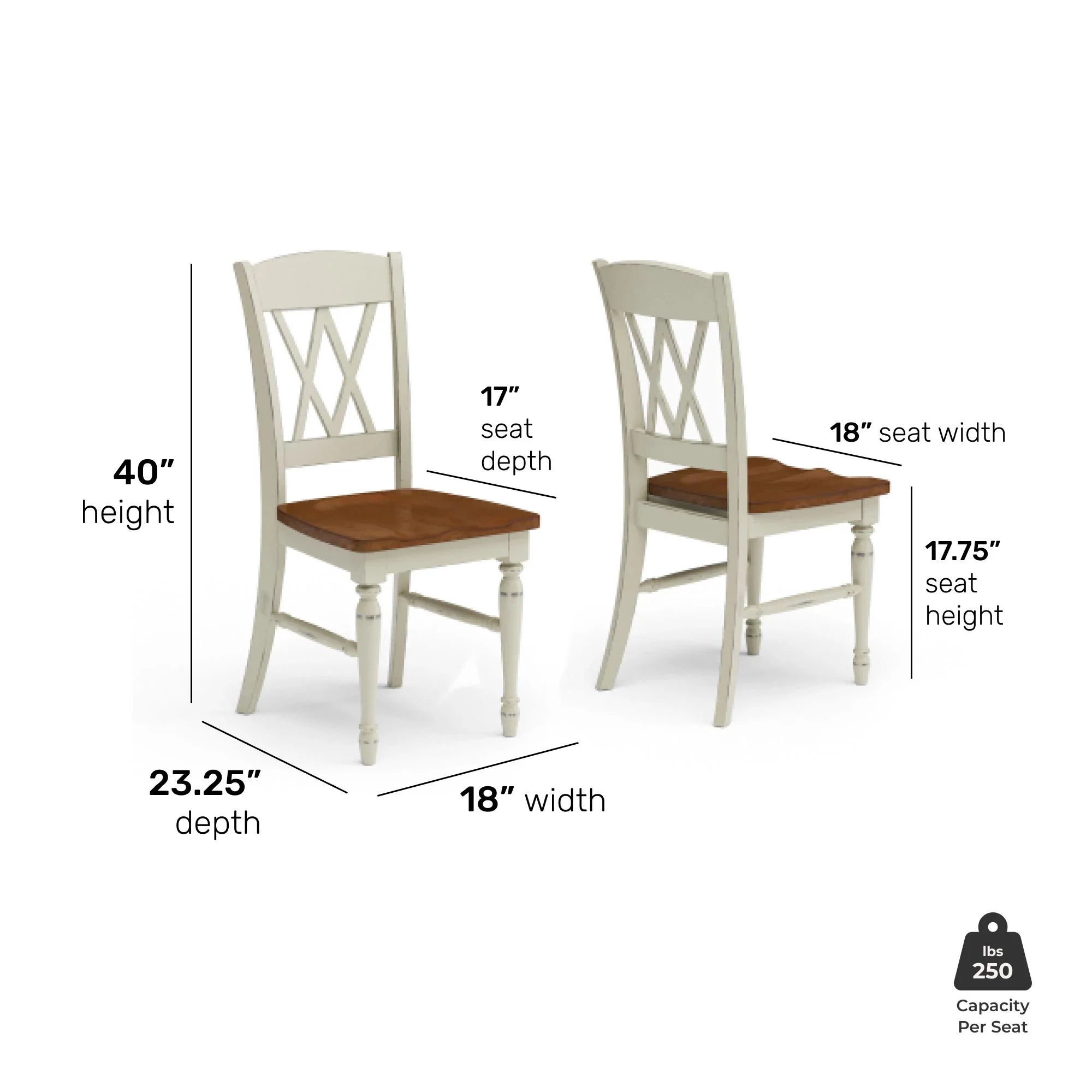 Homestyles Monarch 5- Piece Dining Table with 4 Double X-Back Chair Set (Includes an 18" Leaf for Extension)
