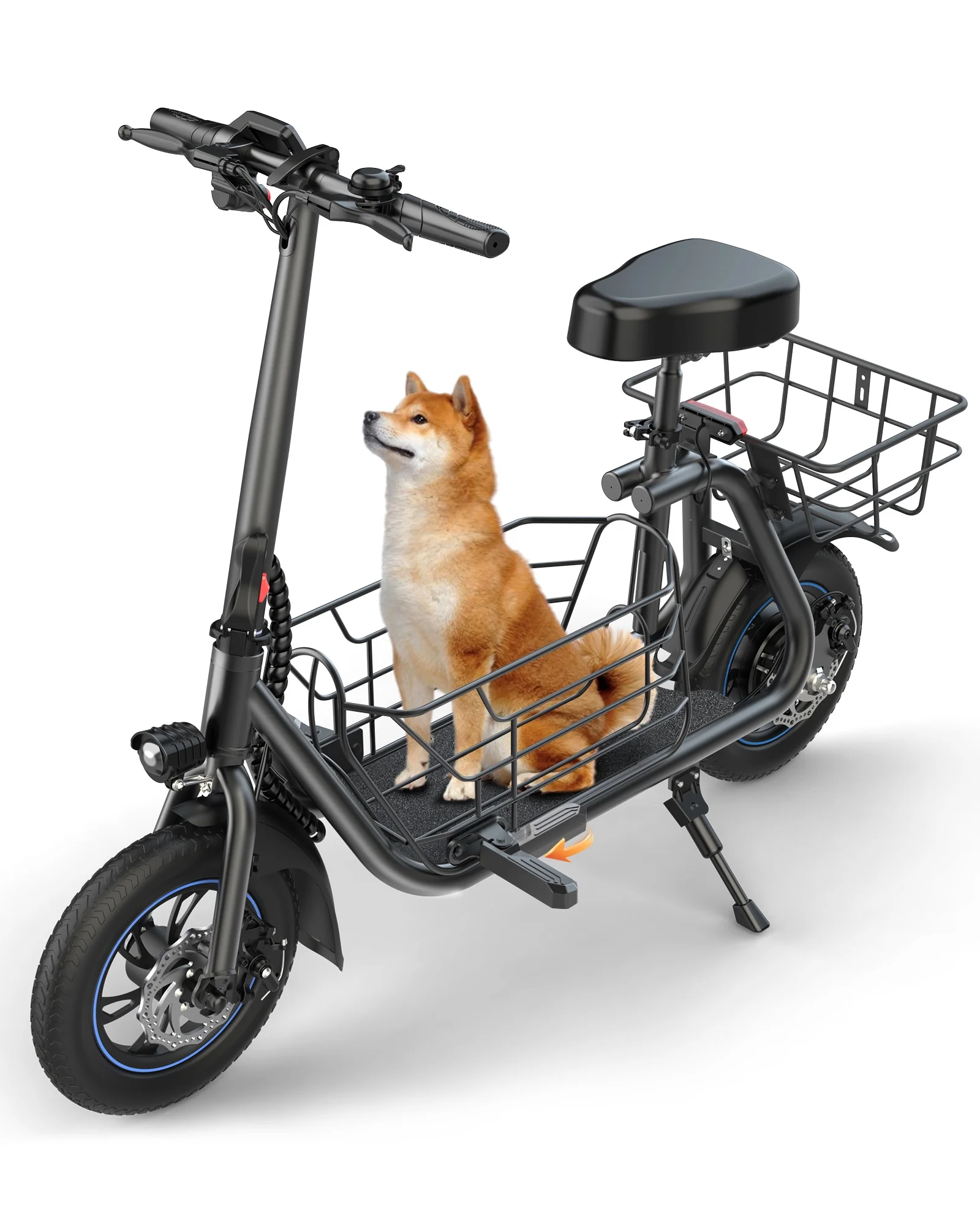 Athletgo C1S 550W Electric Scooter with Big Seat for Adult, 12 inch Commuter Electric Scooter with Front And Back Basket - up to 25 Miles 18.6MPH