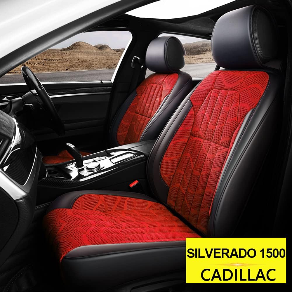 AOMSAZTO Custom Fit for Chevrolet 2001-2021 Silverado 1500 Faux Leather Car Seat Covers Full Set Compatible Airbag Silverado 1500 Seat Protector Comfortable and Breathable Black