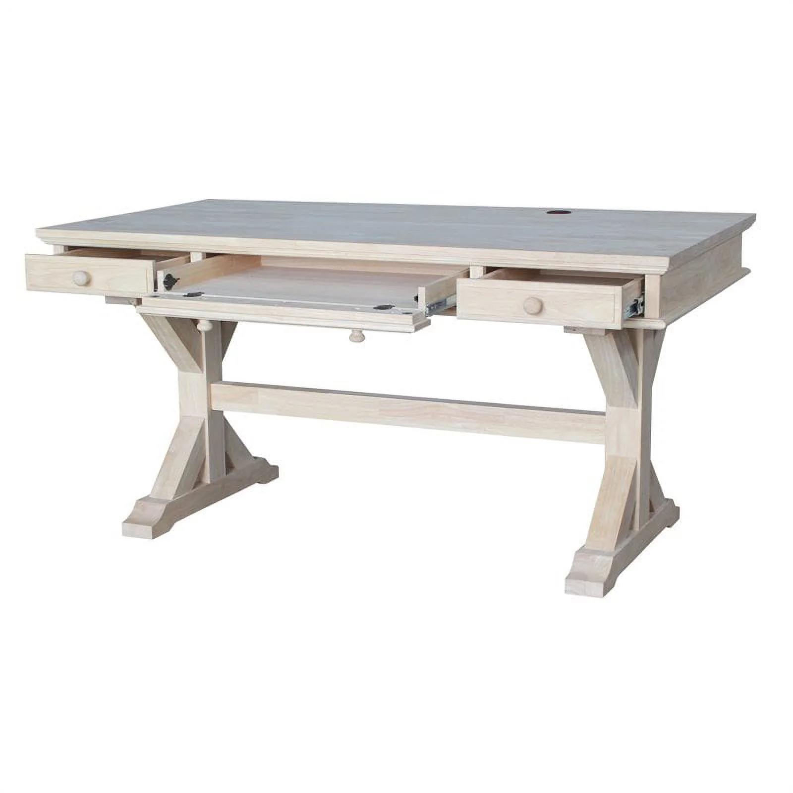 Pemberly Row Traditional Executive Desk with Canyon Base