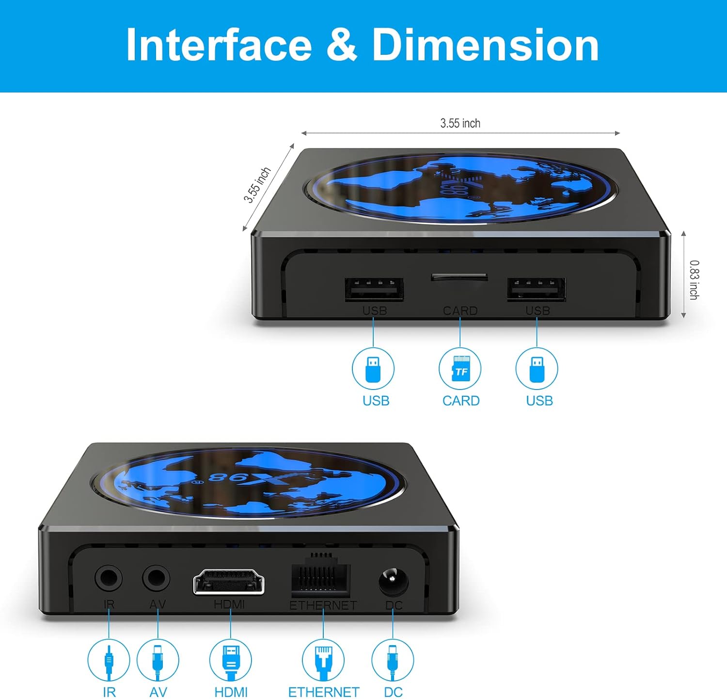Android TV Box, X98 Mini Android TV Box 11.0 4GB 64GB S905W2 Supports 2.4G/5G WiFi Bluetooth Ethernet LAN 3D 4K HDR Android Box 2022 Smart TV Box with Mini Backlit Keyboard Pack of 2