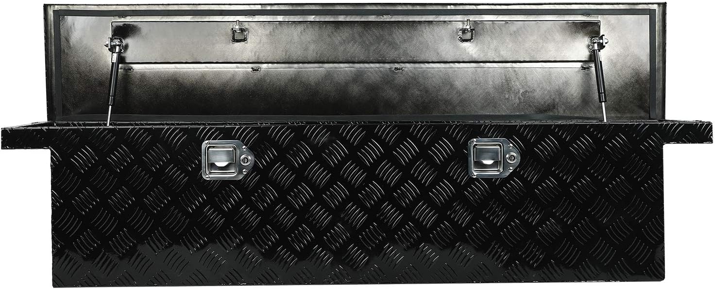 LucaSng 60X12X14 Black Aluminum Heavy Duty Pick Up Truck Truck Bed Tool Box Trailer Storage Tool Box w/Lock & Keys