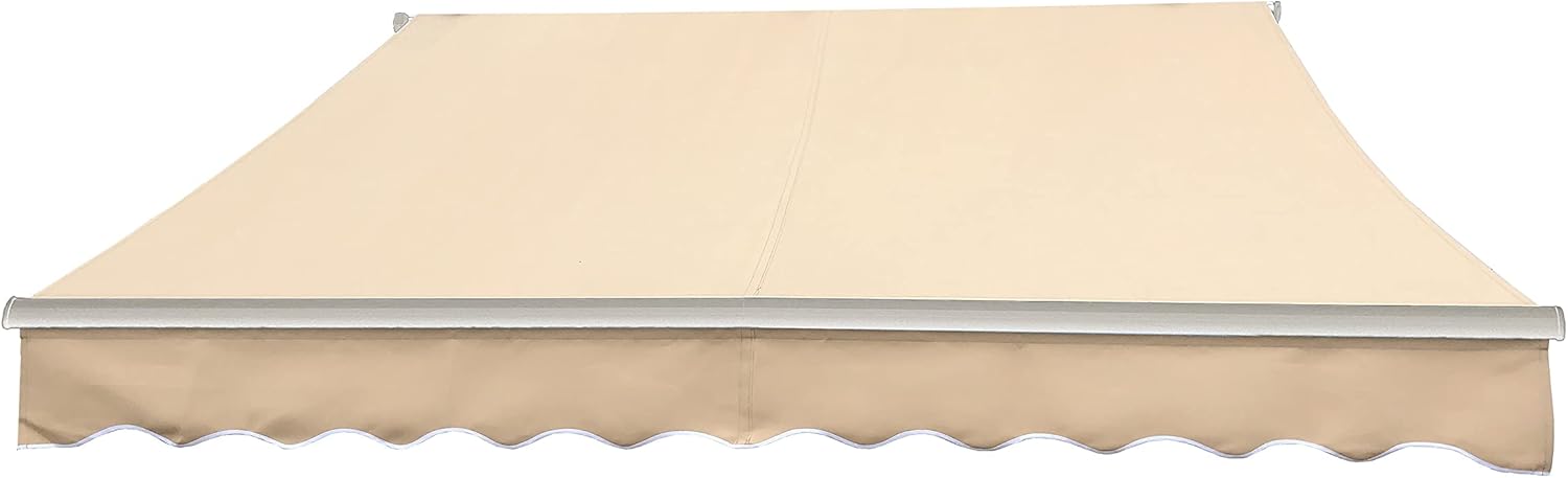 ALEKO Retractable 13x10 Feet Manual White Frame Patio Awning - 100% Polyester Canopy, Cover, Sun Shade, Shelter for Yard, Deck, Balcony - UV Protection &ndash; Black - AW13X10BK81