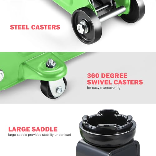 DNA MOTORING Floor Jack 3 Ton (6000 lbs) Capacity, Fast Lift Service Jack Low Profile Steel Heavy Duty Hydraulic Car Jack, Lifting Range 3"-20", Black, TOOLS-00475-BK