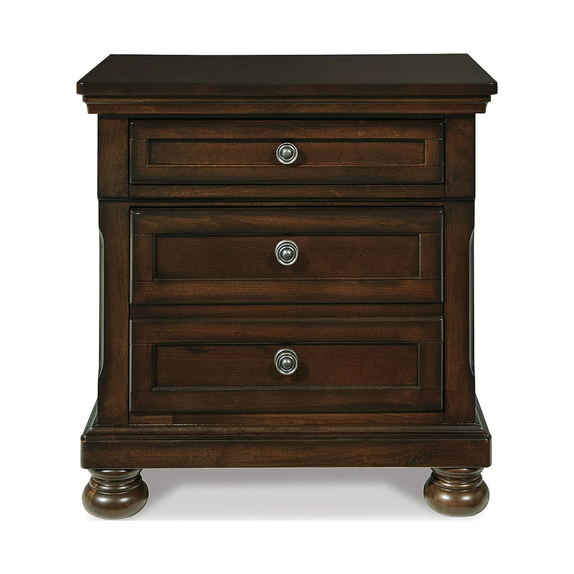 Signature Design by Ashley Porter Classic 2 Drawer Nightstand with Dovetail and Ball-bearing Construction, Dark Brown
