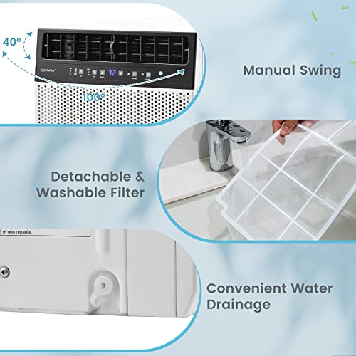 COSTWAY 8000 BTU Window Air Conditioner, Over the Sill AC up to 400 Sq.Ft. w/Cool/Dry/Fan/Auto/Sleep/Energy Saver Modes, Full Widow View, Ultra Quiet Operation